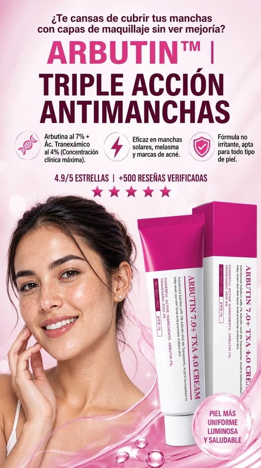 Arbutin — Transformación cutánea total: Desvanece manchas rebeldes y unifica el tono de tu piel desde la primera semana de uso continuo.